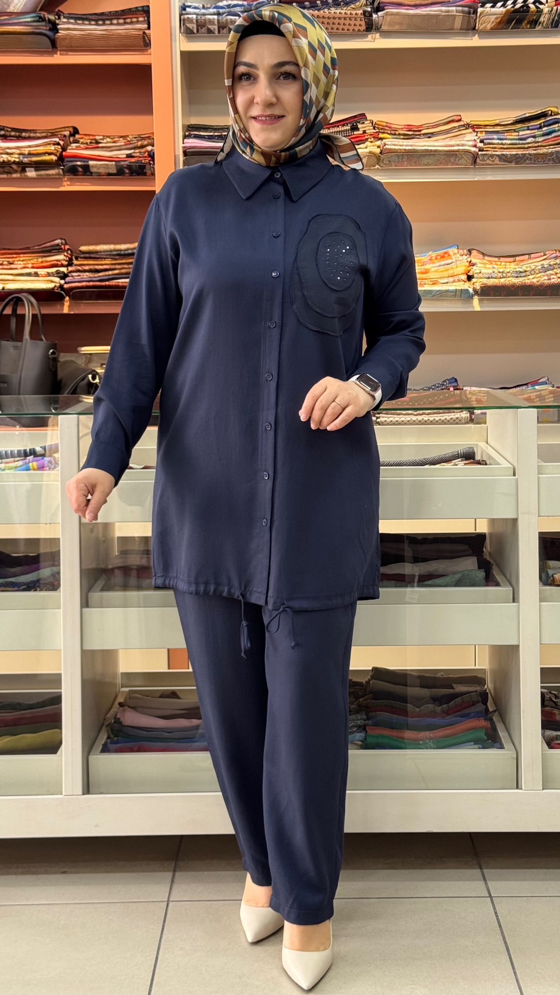 MICCA - Altı Büzgü Detaylı Takım Lacivert/261569 