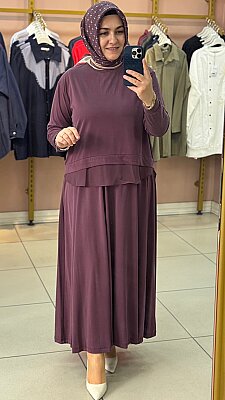 Altı Tül Detaylı Etekli Takım Mürdüm/14420 - Thumbnail