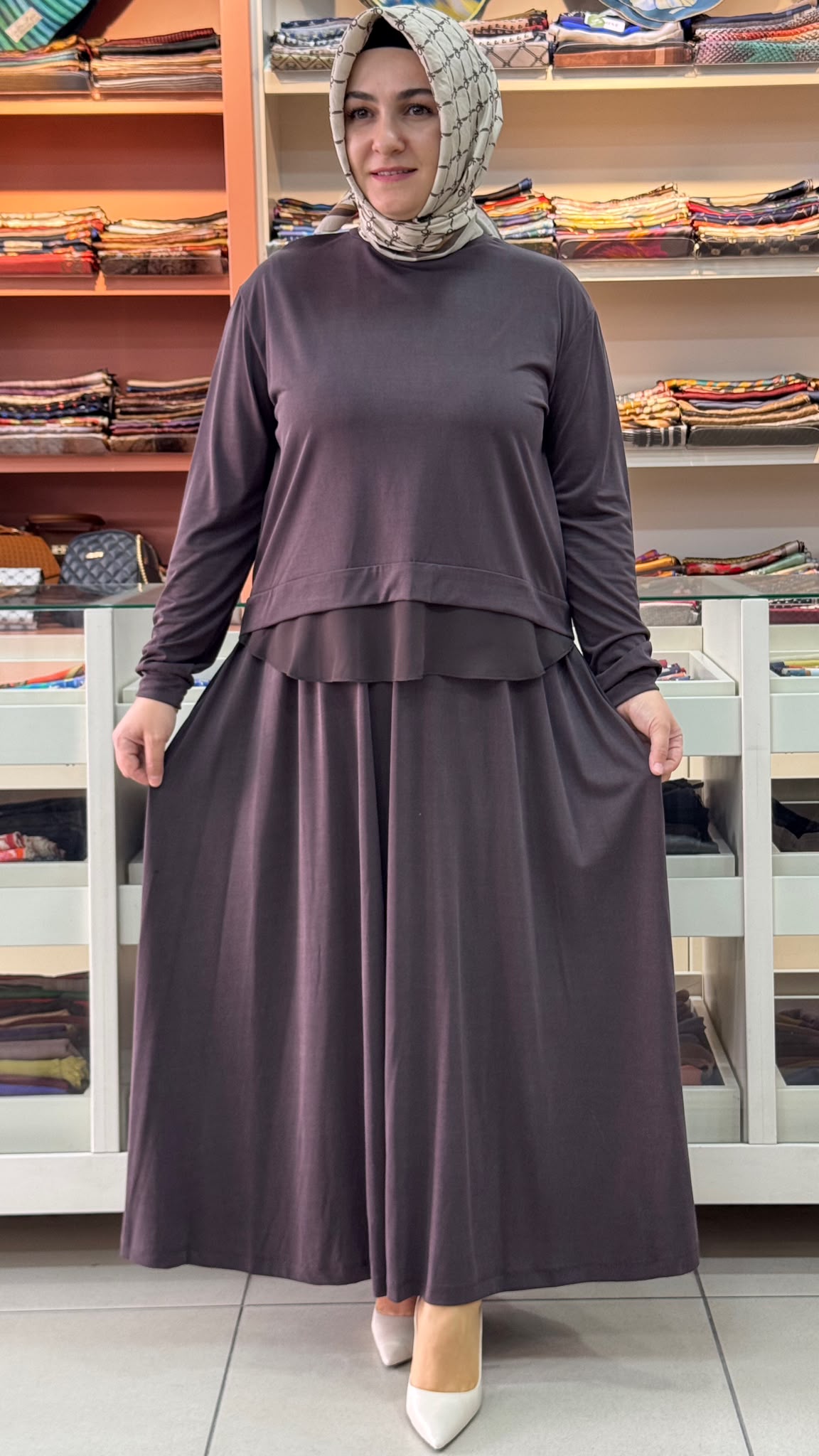 Puane - Altı Tül Detaylı Etekli Takım Kahve/14420