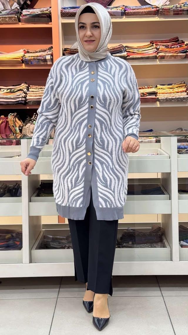 inza moda - Angora Merserize Hırka Gri/3286