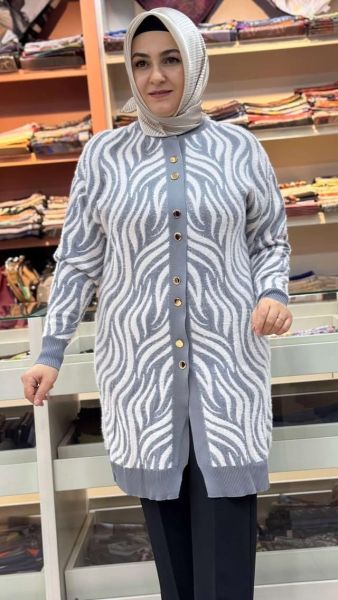 Angora Merserize Hırka Gri/3286