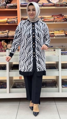 inza moda - Angora Merserize Hırka Siyah/3286