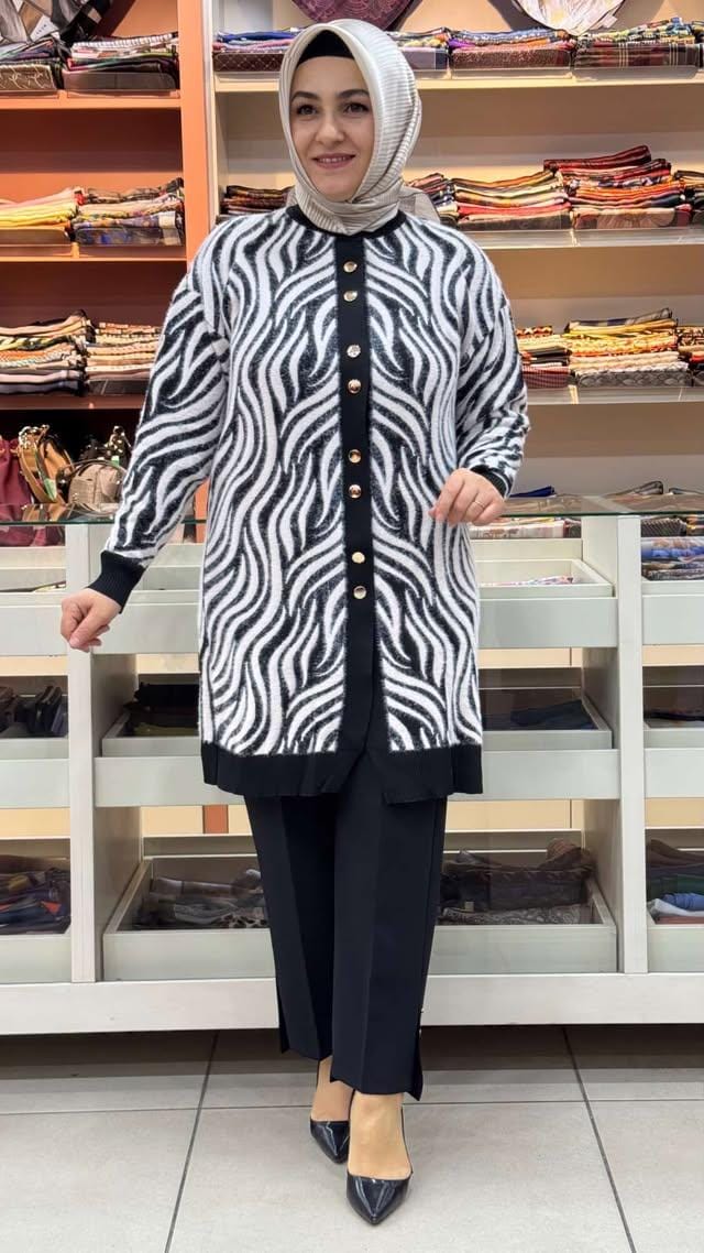 inza moda - Angora Merserize Hırka Siyah/3286