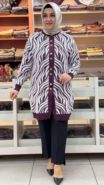 Angora Merserize Hırka Mürdüm/3286