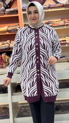 Angora Merserize Hırka Mürdüm/3286 - Thumbnail