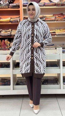 inza moda - Angora Merserize Hırka Acı Kahve/3286