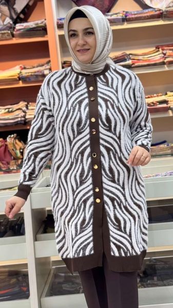 Angora Merserize Hırka Acı Kahve/3286