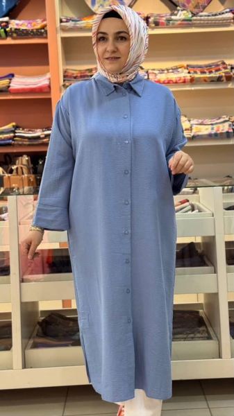Arkası A Pileli Basic Tunik Mavi/1503
