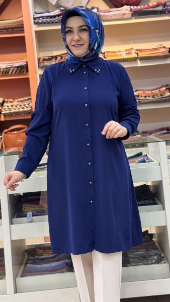 Arkası Pile Detaylı Tunik Lacivert/26039