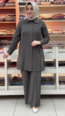 Haya - Arkası Taş İşlemeli Beli Bağlamalı Takım Kahve/1727