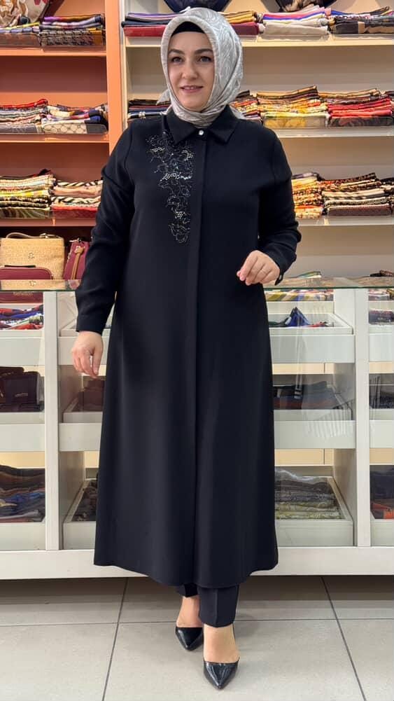 Haya - Arkası Ve Önü Taşlı Tunik Siyah/1589