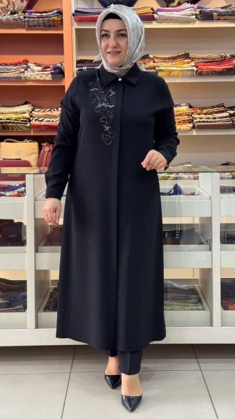 Arkası Ve Önü Taşlı Tunik Siyah/1589