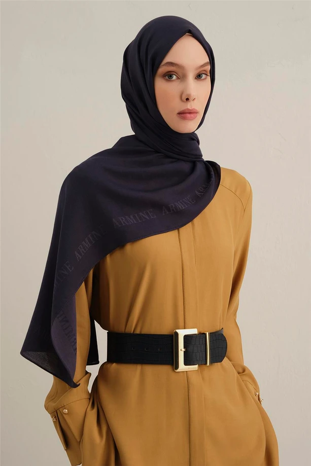  - Armine Logo Bordürlü Pamuk İpek Şal/1-02