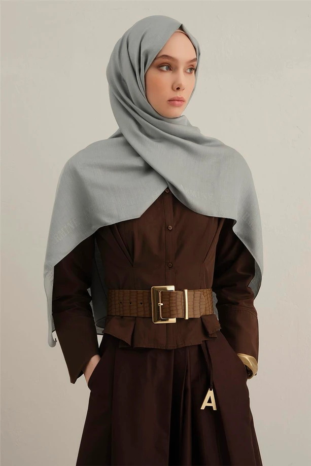  - Armine Logo Bordürlü Pamuk İpek Şal/1-24