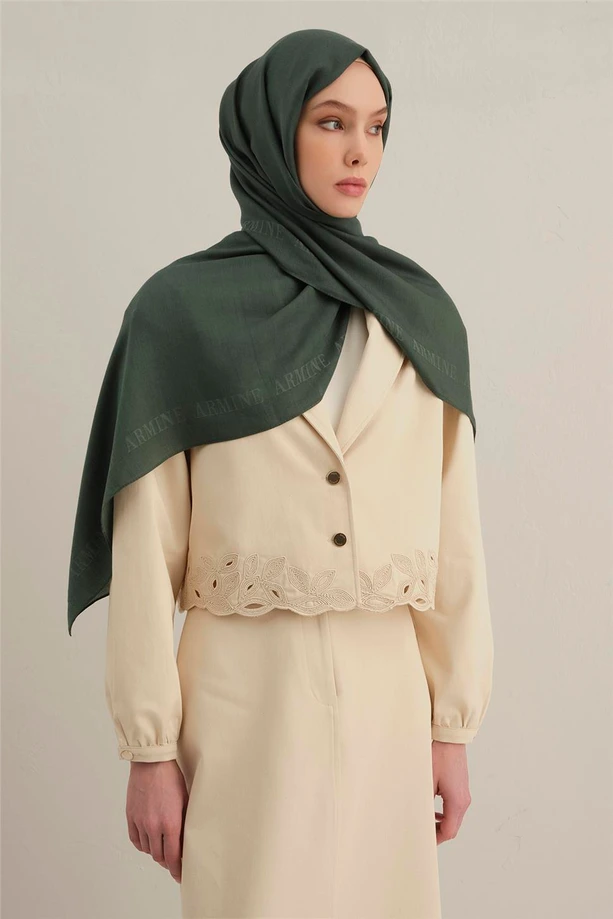  - Armine Logo Bordürlü Pamuk İpek Şal/1-50