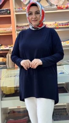 Asimetrik Sandy Tunik Lacivert/5390 - Thumbnail