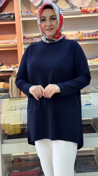Asimetrik Sandy Tunik Lacivert/5390