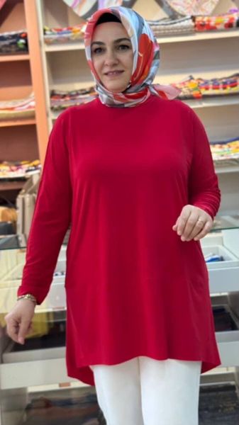 Asimetrik Sandy Tunik Kırmızı/5390