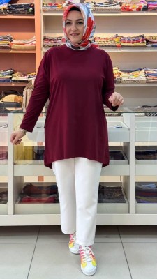Efraze - Asimetrik Sandy Tunik Bordo/5390