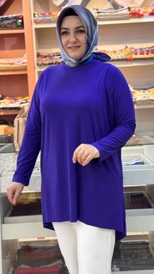 Asimetrik Sandy Tunik Mor/5390 - Thumbnail