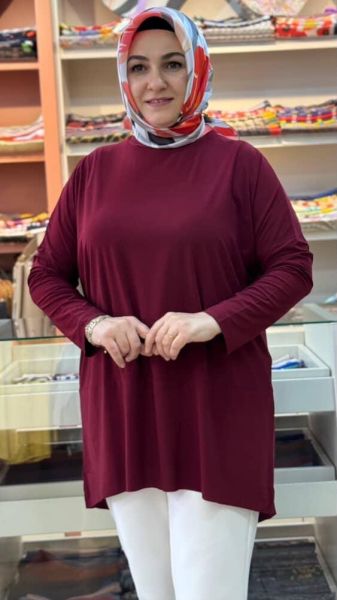 Asimetrik Sandy Tunik Bordo/5390