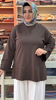 Basic Kısa Tunik Kahve / 20735 - Thumbnail