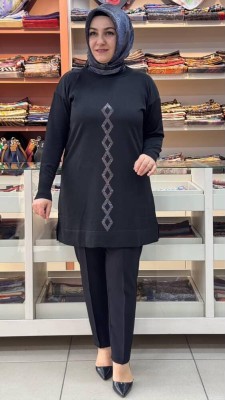  - Baklava Desen Triko Tunik Siyah/3212
