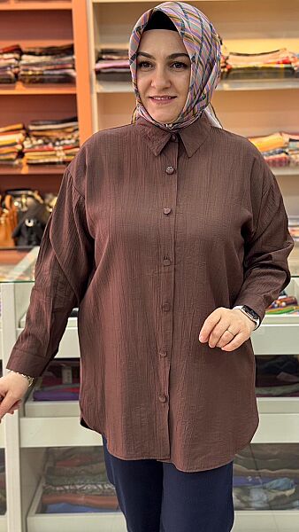 Basıc Çilek Kumaş Tunik Kahverengi/1991 