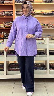 Basıc Çilek Kumaş Tunik Mor/1991 - Thumbnail