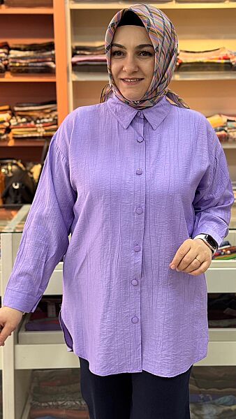 Basıc Çilek Kumaş Tunik Mor/1991 