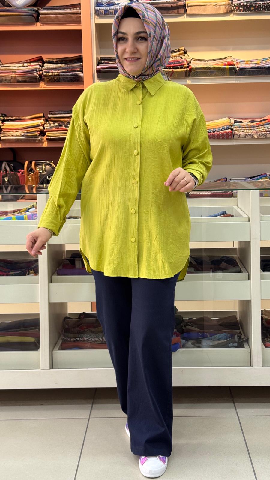 İnza Moda - Basıc Çilek Kumaş Tunik Yağ Yeşili/1991 