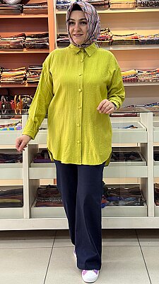 Basıc Çilek Kumaş Tunik Yağ Yeşili/1991 - Thumbnail