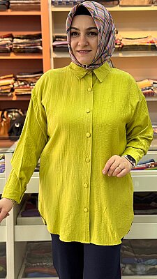 Basıc Çilek Kumaş Tunik Yağ Yeşili/1991 - Thumbnail