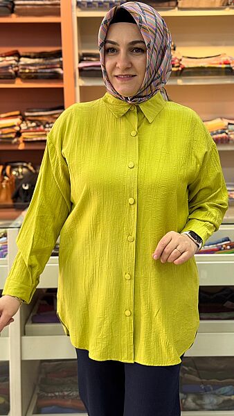 Basıc Çilek Kumaş Tunik Yağ Yeşili/1991 