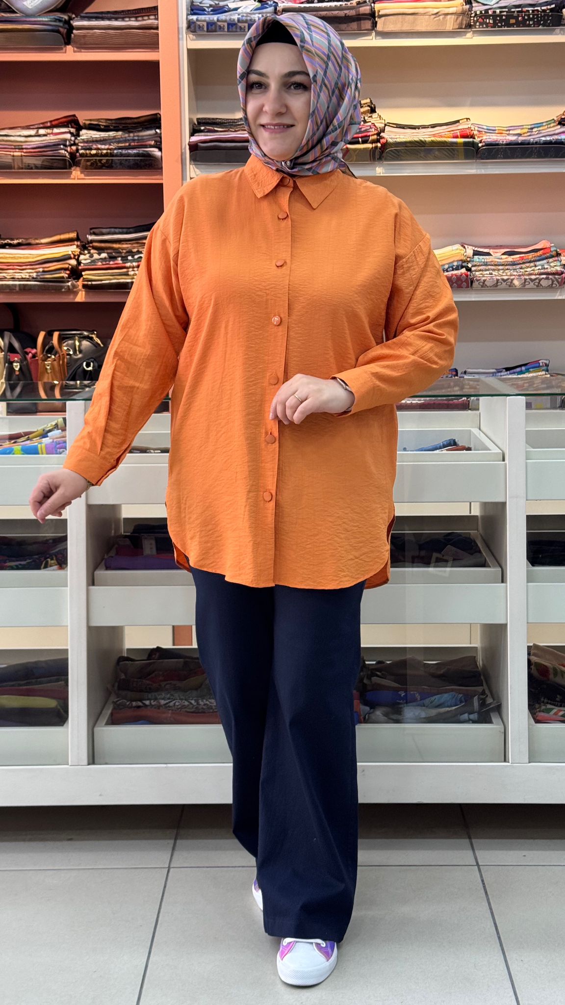 İnza Moda - Basıc Çilek Kumaş Tunik Turuncu/1991 