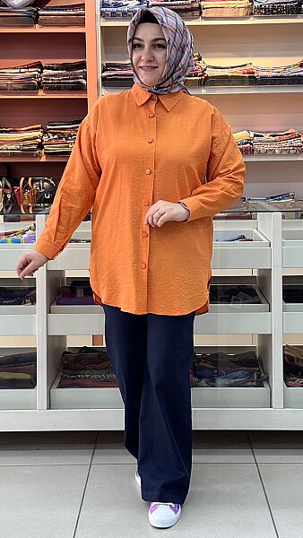 Basıc Çilek Kumaş Tunik Turuncu/1991 