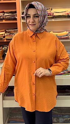 Basıc Çilek Kumaş Tunik Turuncu/1991 - Thumbnail