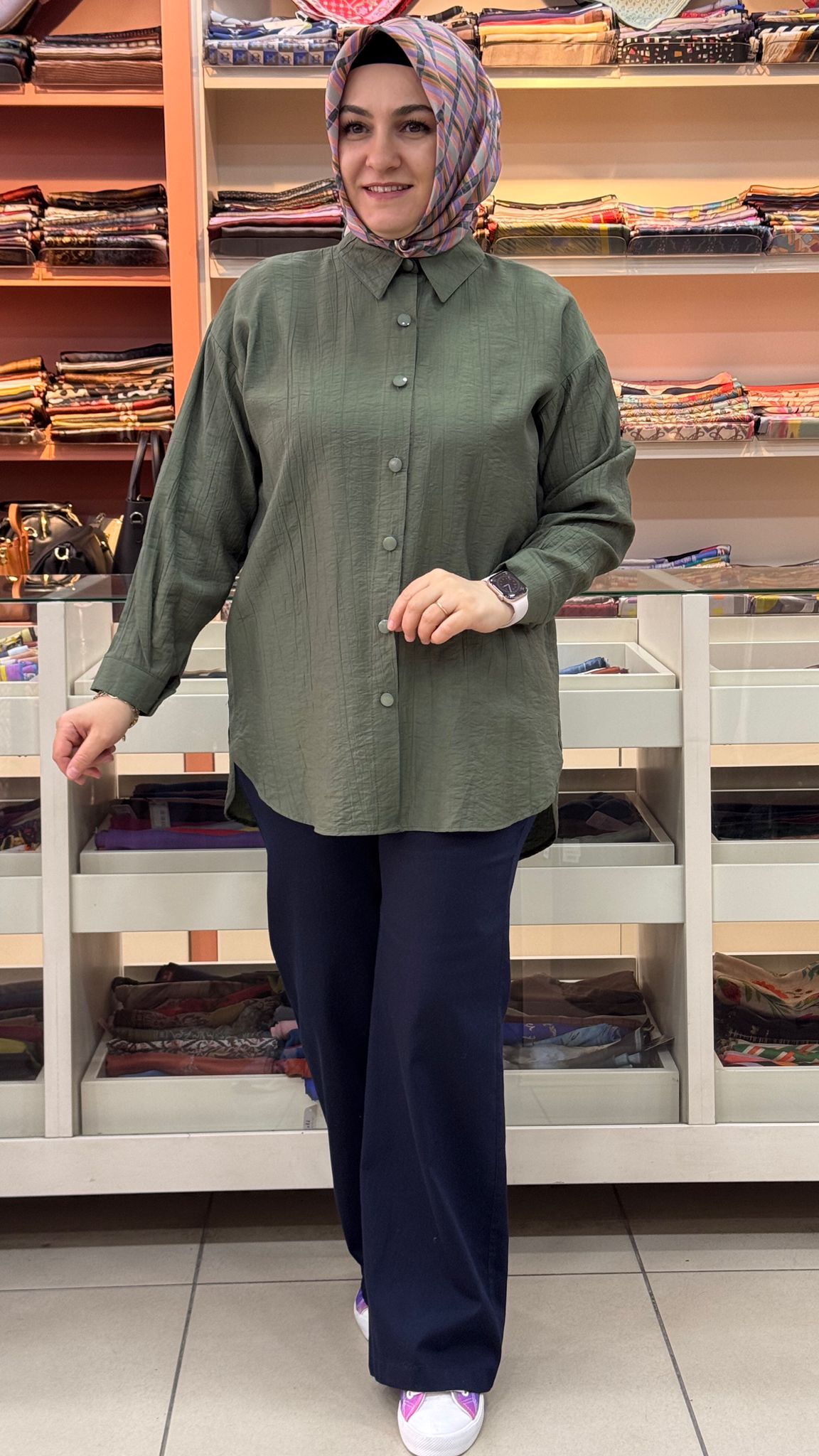 İnza Moda - Basıc Çilek Kumaş Tunik Haki/1991 