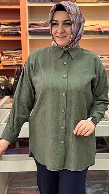 Basıc Çilek Kumaş Tunik Haki/1991 - Thumbnail