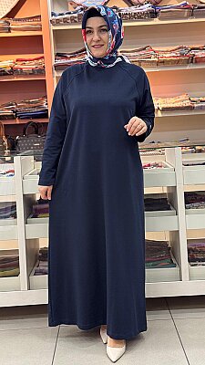Basıc Elbise Lacivert/12671 - Thumbnail