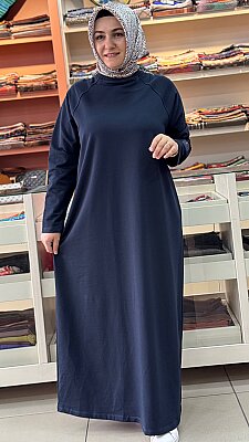Basıc Elbise Lacivert/12671 - Thumbnail