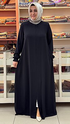 Zerenay - Basic Fermuarlı Ferace Siyah/5328 