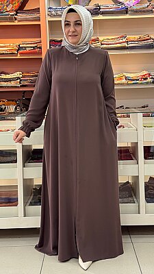 Zerenay - Basic Fermuarlı Ferace Kahve/5328