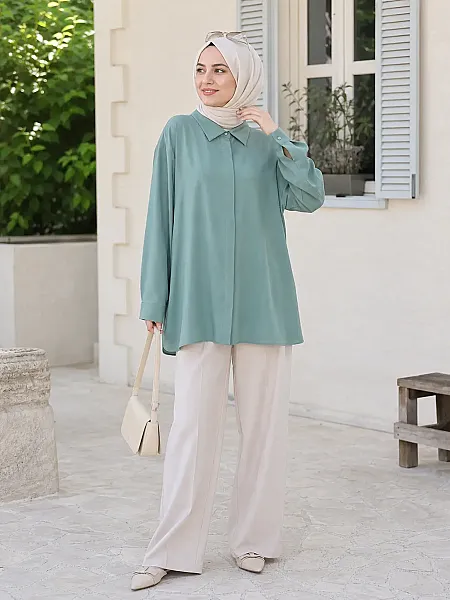 Basic Krep Tunik Çağla/4208 