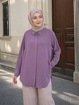 Gaze - Basic Krep Tunik Mor/4208 