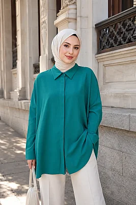 Gaze - Basic Krep Tunik Zümrüt/4208 