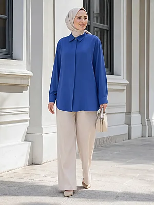 Gaze - Basic Krep Tunik Lacivert/4208 
