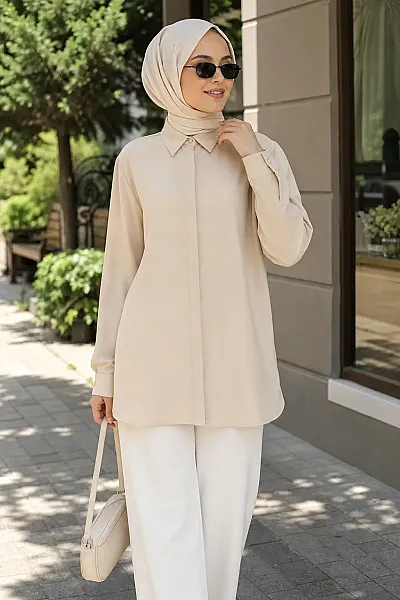 Basic Krep Tunik Taş/4208 