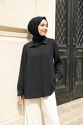 Gaze - Basic Krep Tunik Siyah/4208 