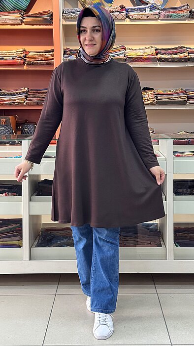 İZEL - Basic Tunik Kahve/1360 